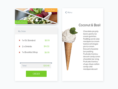 UI Components for ordering app components ice cream menu ui