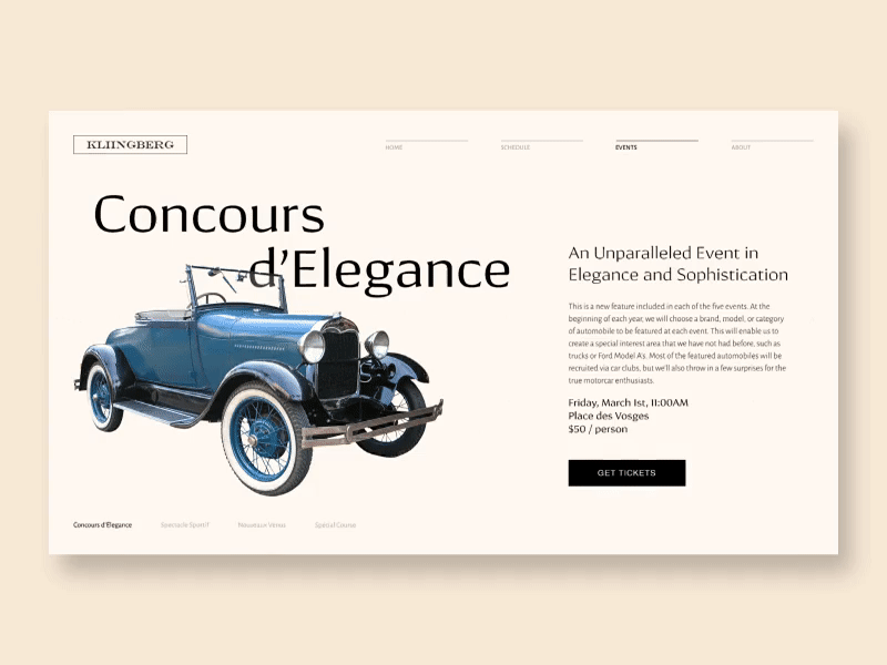 Vintage Car Show cars interactive design ui website