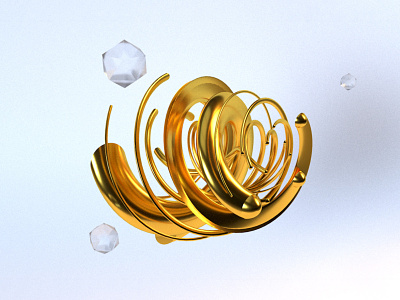 Gold Swirlie 3d adobe dimension gold metal swirlie twist