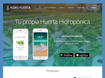 HidroHuerta app design ui web website