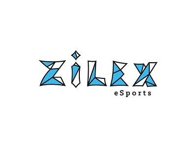 Zilex blue branding crystal esports gaming logo stroke white