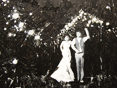 Fist Pump for Marriage acrylic black and white celebrate celebration fine art man and wife marriage painting wedding wedding dress