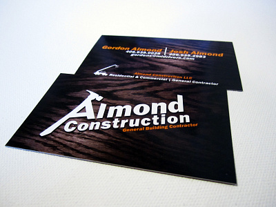 Almond Construction Business Card branding business cards construction logo wood