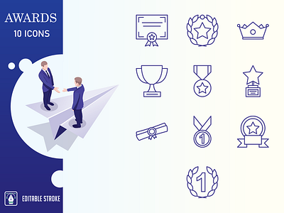 Outline :Awards And Trophy IconSet first graphic illustration medal place reward set sport star trophy vector victory