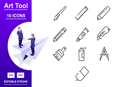 Outline : Write Tools IconSet art brush drawing icon pen pencil scissors set sketching symbol vector write