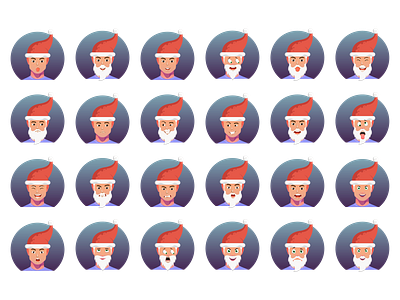 Christmas Santa Reaction Face Icons vector