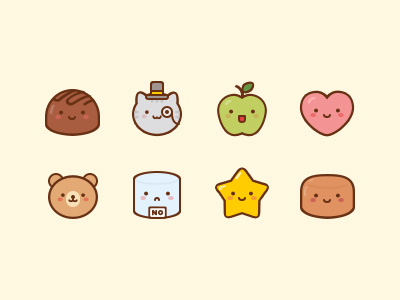 Sweet Cakes Icons apple bear cake cat chocolate heart icon illustration star sugar vector