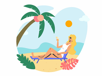 Travel Illustration 1 beach travel 插图 日光浴