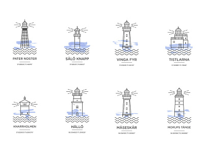 West Coast Lighthouses brush brushes house illustration illustrator light lighthouse ocean sea vector vectorart waves