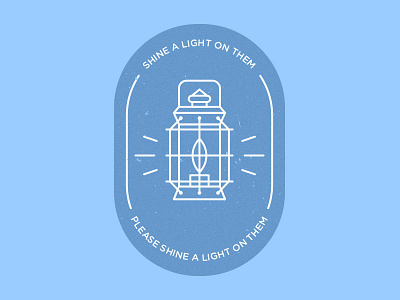 Lantern II badge blue cyan illustration lantern light lines mark shine spark typography