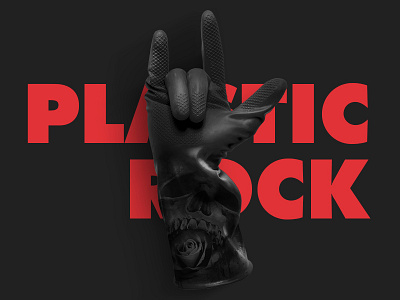 Plasticrock Black bold cover glove red rock skull type