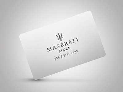 Maserati Gift Card Concept concept gray maserati mock ups online store white