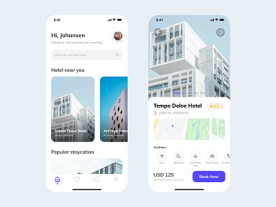 Hotel App UI app clean design flat hotel hotel app minimal mobile app design ui ui design ux ux design