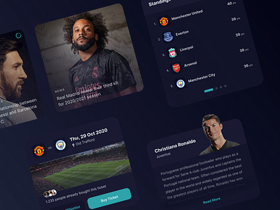 Sports App - Dark Mode UI Widget app clean dark mode design flat minimal mobile app design sports ui ui design ux ux design widget