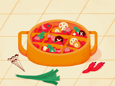 Spicy hot pot illustration