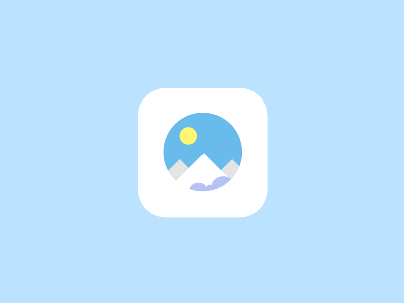 Gallery App Icon 2d animation 2d flat animation 2d motion graphics app icon app icon design clouds flat animation gallery icon minimal mountains sunrise