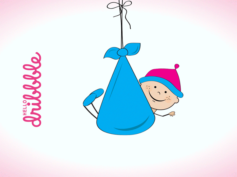 Hello Dribbble! animated animated gif baby cradle gif
