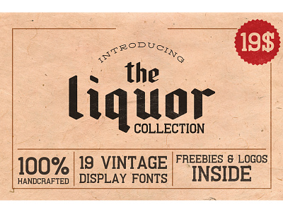 The Liquor Font Collection (Font Bundle) bundle font font pack font set hipster label liquor logo font retro typeface vintage
