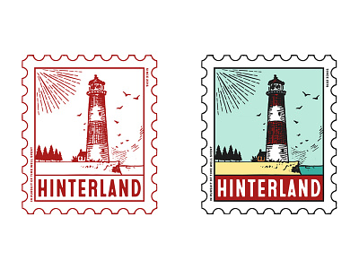 Hinterland (logo proposals) beach brand holidays lifestyle lighthouse logo poststamp retro sun vacation vintage