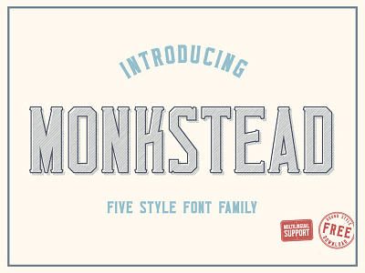 Monkstead Font (round style for free) block font font header label layered logo retro serif stamp title vintage