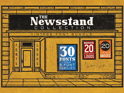 The Newsstand Collection - Font Bundle display font font font bundle heading press print retro sans font title type typography vintage