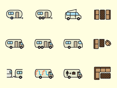 Born2Camp Few Icons automotive camper home icon rv transporter travel trip vacation
