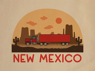 Mack Truck - ATS New Mexico (fan art) americana art automotive desert design display font handcrafted icon illustration landscape new mexico print retro sans simple truck typeface typography vector