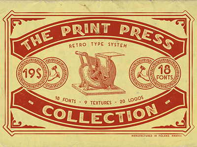 The Print Press Collection americana badge brand condensed font display display font font font bundle handcrafted label logo logos print retro serif slab serif type typeface typography vintage