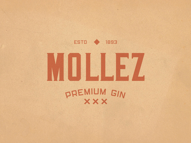 Mollez Gin Logotype old print type liquor logotype display font americana simple design typeface badge branding label typography font display handcrafted logo vintage retro