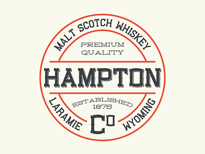 Hampton Whiskey Label badge brand branding design display display font font handcrafted label liquor logo logotype retro serif type typeface typography vintage western font whiskey