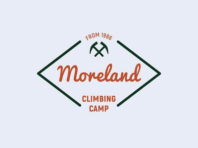 Moreland Camp axe badge brand branding camp campground camping climbing design display font handcrafted icon label logo logotype pickaxe retro simple typography vintage