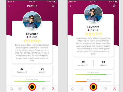 Q&A App profile screens