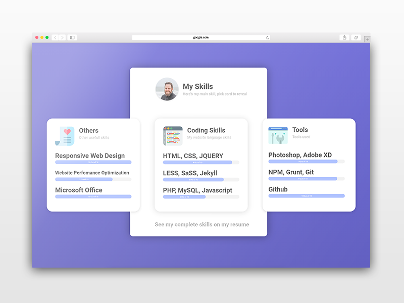 Skills Card UI by Bal on Dribbble