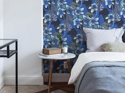 My wallpaper bedroom blue design flowers illustration interior interior design nadja wedin nature wall art wallpaper wallpapers