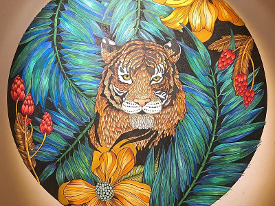 The Tiger big cats cat cats design flowers forest green illustration inspiration jungle nadja wedin nature plants tiger tigers trees