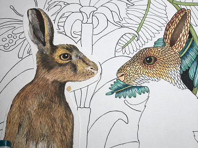 Rabbits blue design green illustration inspiration nadja wedin nature painting rabbit