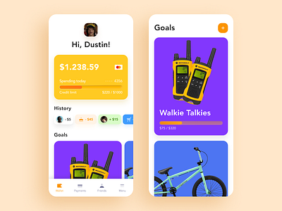 Banking App for Kids app banking card deposit figma goals history kids mobile money app payments product savings transfers ui ux wallet