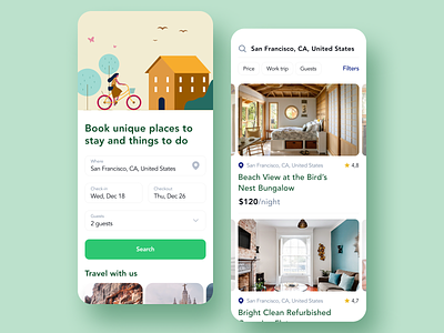 House Renting App For Travelers app app design booking design figma filter guests hotel location mobile outcrowd purrweb renting search simple travel ui ux