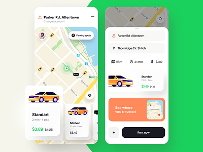 Car Rental Mobile App Design Concept animation app app design auto automotive car sharing card interaction map mobile rental app ride hailing ride sharing taxi taxi app taxi booking app ui ux