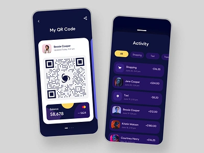 Digital Wallet App Design Concept bank banking clean dark design exchange finance fintech graphic interface mobile mobile app online payment qrcode transaction ui ux wallet