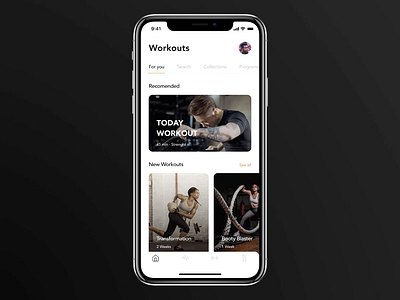 Home Physical Training App analitycs animation figma fitness health interaction landscape nike simple training ui ux video workout