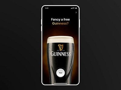 Guinness Beer Promotion Screens animation animations app branding dark theme design figma guinness interaction ios logo mobile motion principle promotion simple timer ui ux