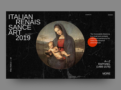 Italian Renaissance Art 2019 Event Home Page bauhaus branding contacts design event figma grid italy painting promo raphael simple sweden typography ui ux web webdesign website