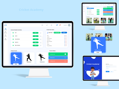 Admin Dashboard Cricket Academy ui adobe xd figma graphic design ui