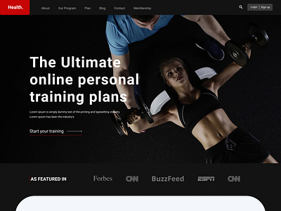 Personal trainer website design landing