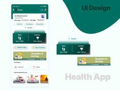 Health app Interface for Diabetics Monitoring adobe xd figma graphic design ui