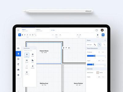 HMS builder editor floorplan hospital ipadpro management product design system tool uidesign uxdesign