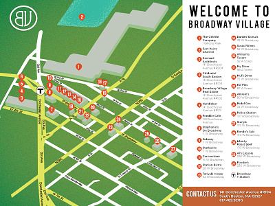 Map Mailer broadway village illustrator map south boston southie