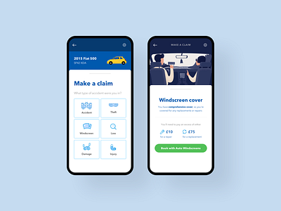 Car insurance app - Make a claim app design graphic design illustration ui ux