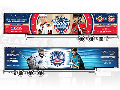 NHL Truck Wraps brand identity event branding event design graphic design large format nhl sports branding sports design stadium series truck wrap vector illustration winter classic